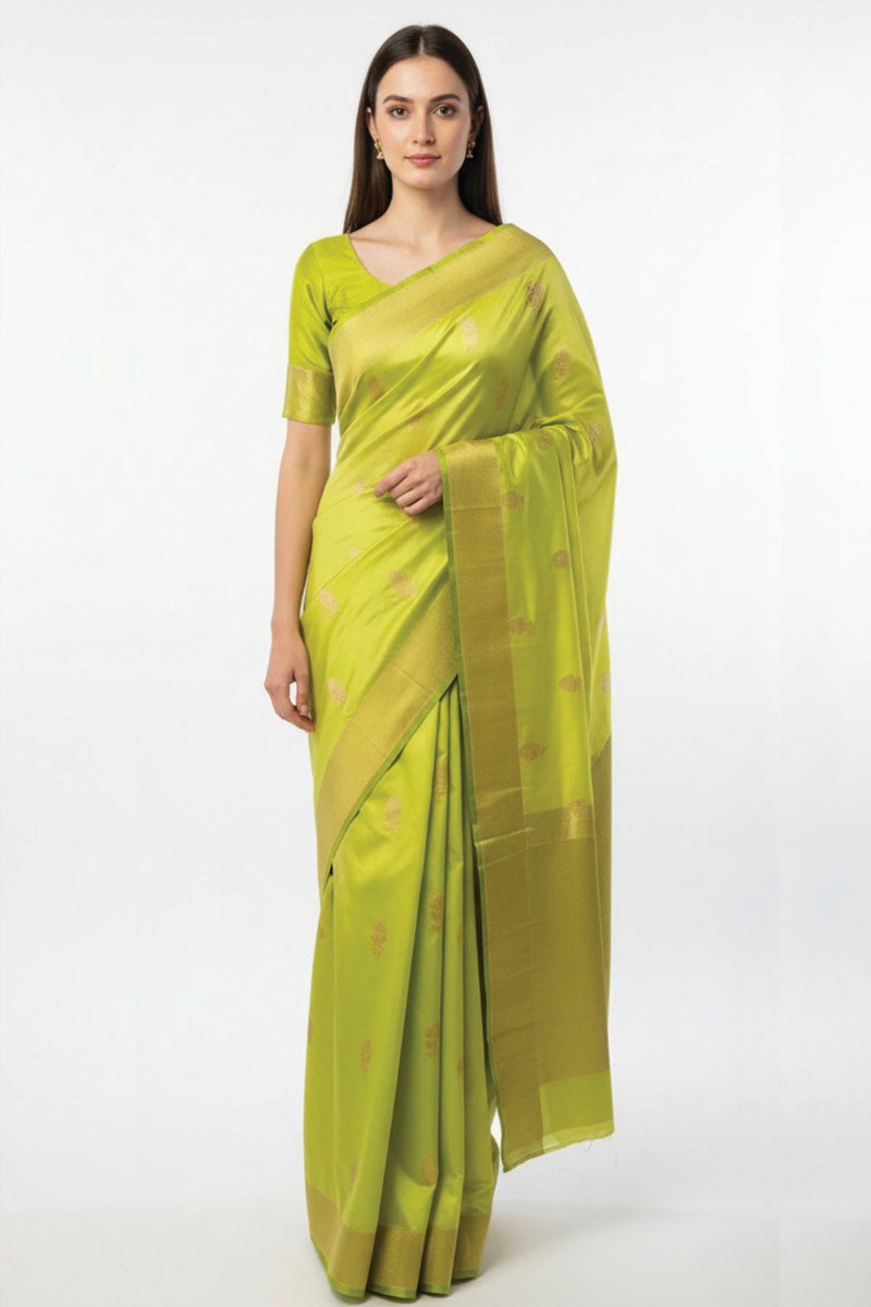 Embellished, Embroidered Bollywood
                                    Organza Saree (Green)
