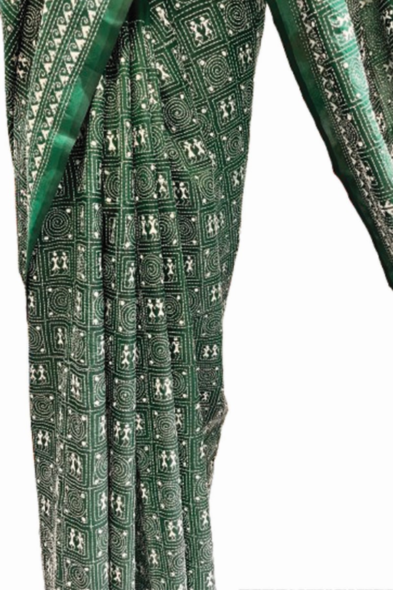 Embellished, Embroidered Bollywood
                                    Organza Saree (Green)