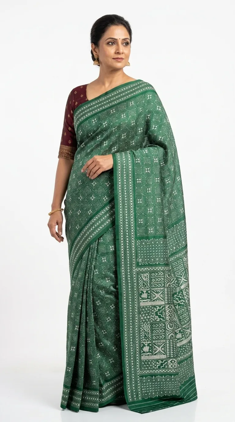 Embellished, Embroidered Bollywood
                                    Organza Saree (Green)