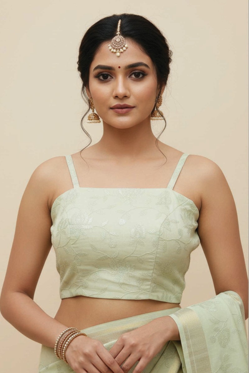 Embellished, Embroidered Bollywood
                                    Organza Saree (Green)