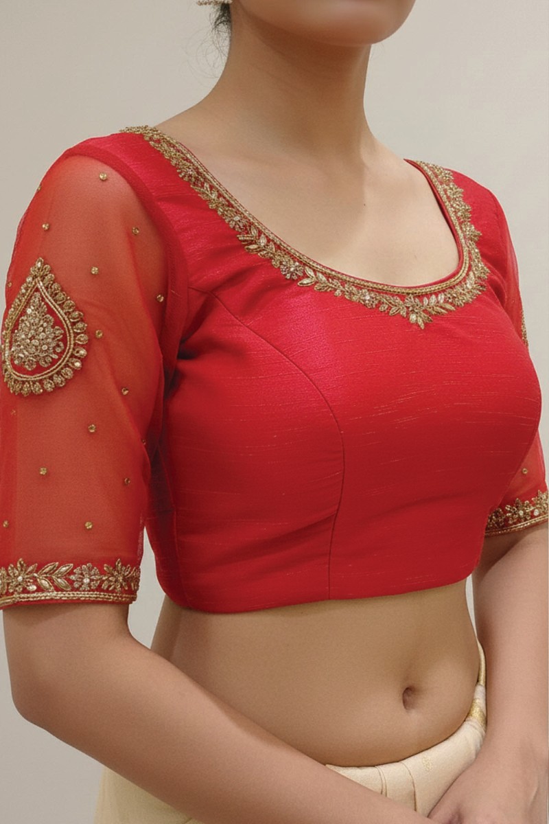 Embellished, Embroidered Bollywood
                                    Organza Saree (Green)