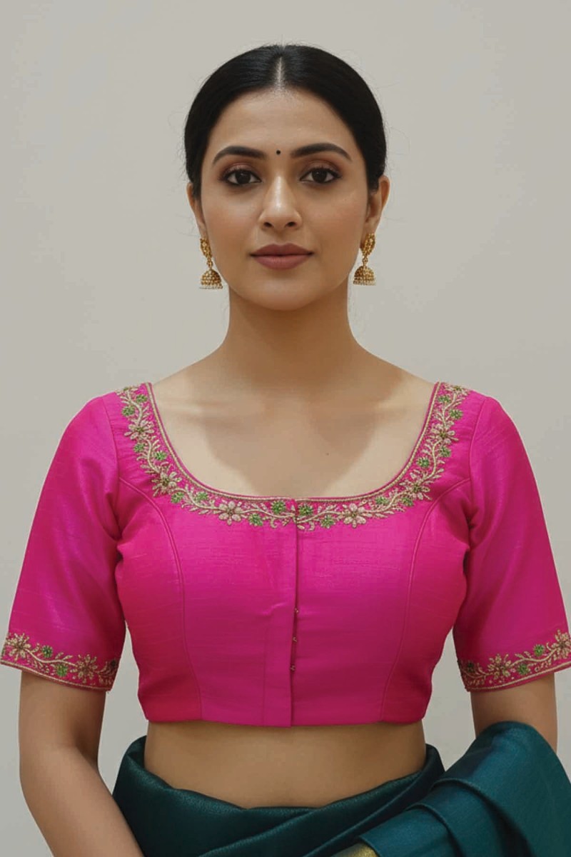 Embellished, Embroidered Bollywood
                                    Organza Saree (Green)