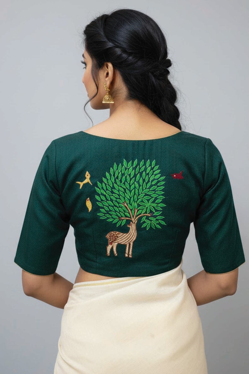 Embellished, Embroidered Bollywood
                                    Organza Saree (Green)