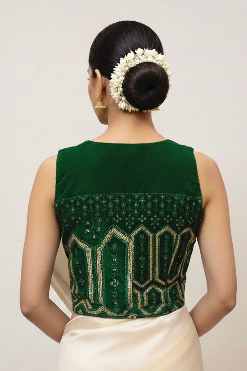 Embellished, Embroidered Bollywood
                                    Organza Saree (Green)
