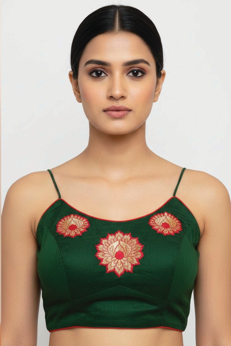 Embellished, Embroidered Bollywood
                                    Organza Saree (Green)