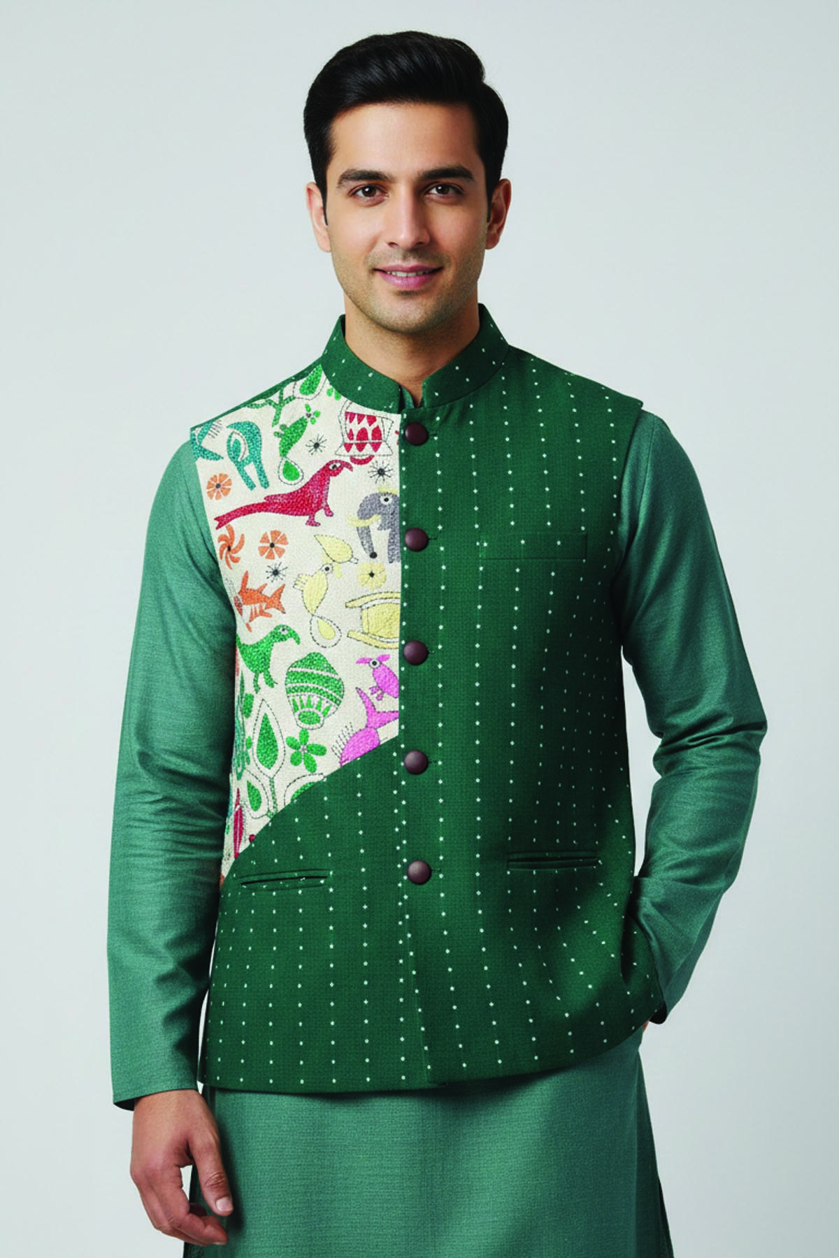 Embellished, Embroidered Bollywood
                                    Organza Saree (Green)