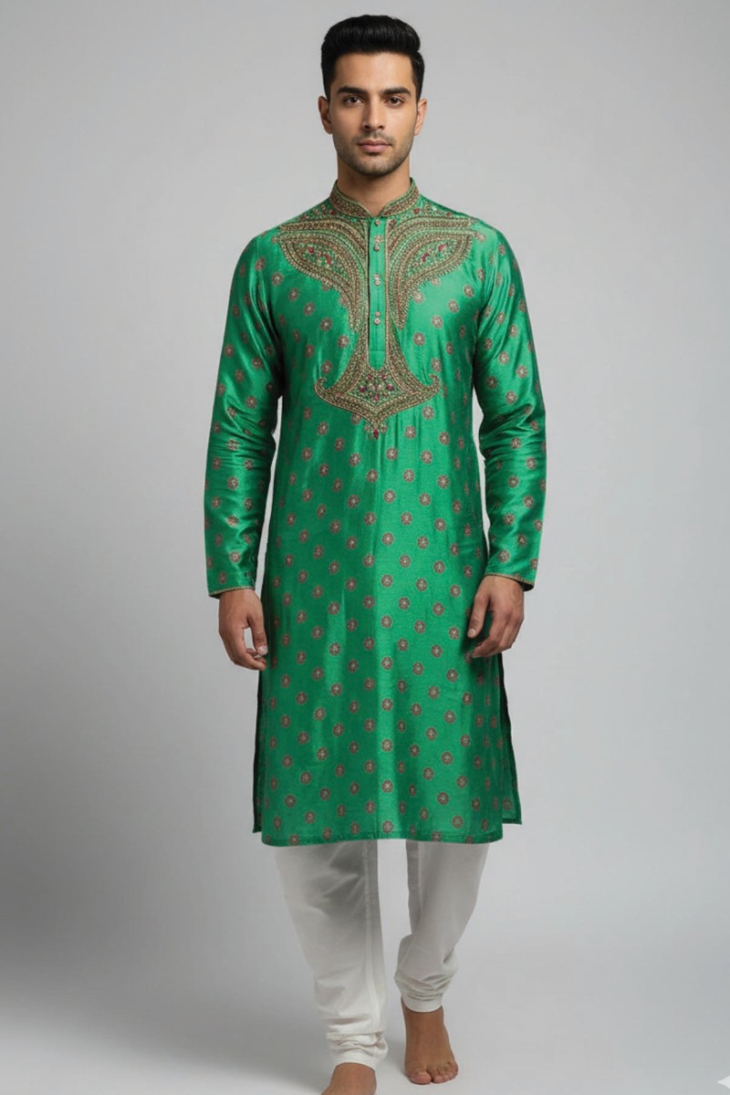 Embellished, Embroidered Bollywood
                                    Organza Saree (Green)