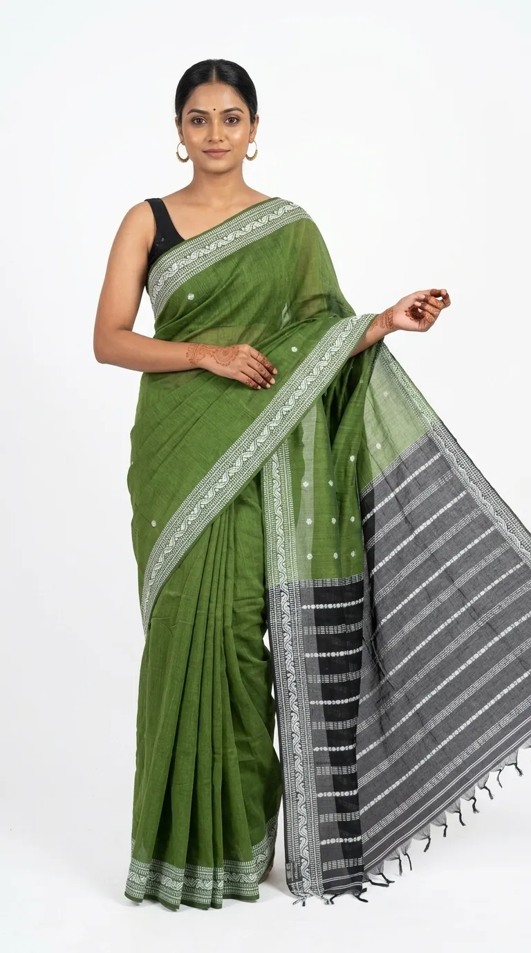 Embellished, Embroidered Bollywood
                                    Organza Saree (Green)
