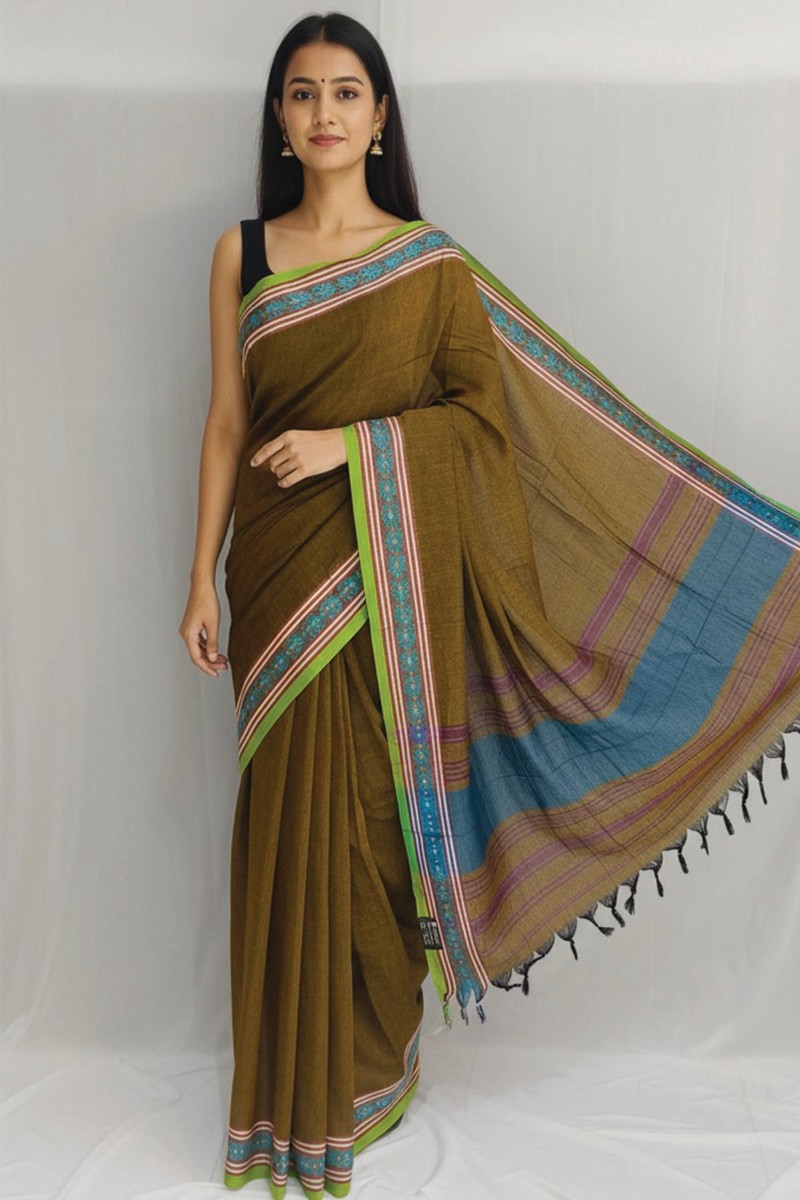 Embellished, Embroidered Bollywood
                                    Organza Saree (Green)
