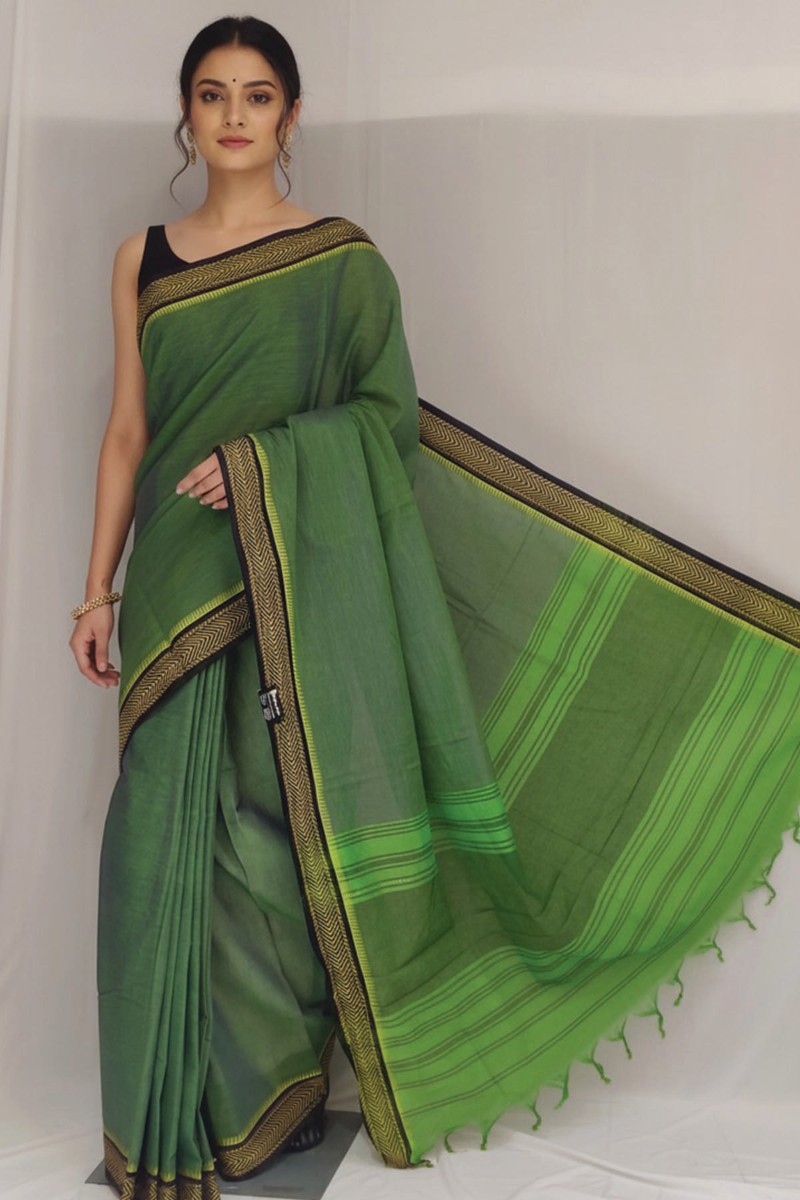Embellished, Embroidered Bollywood
                                    Organza Saree (Green)