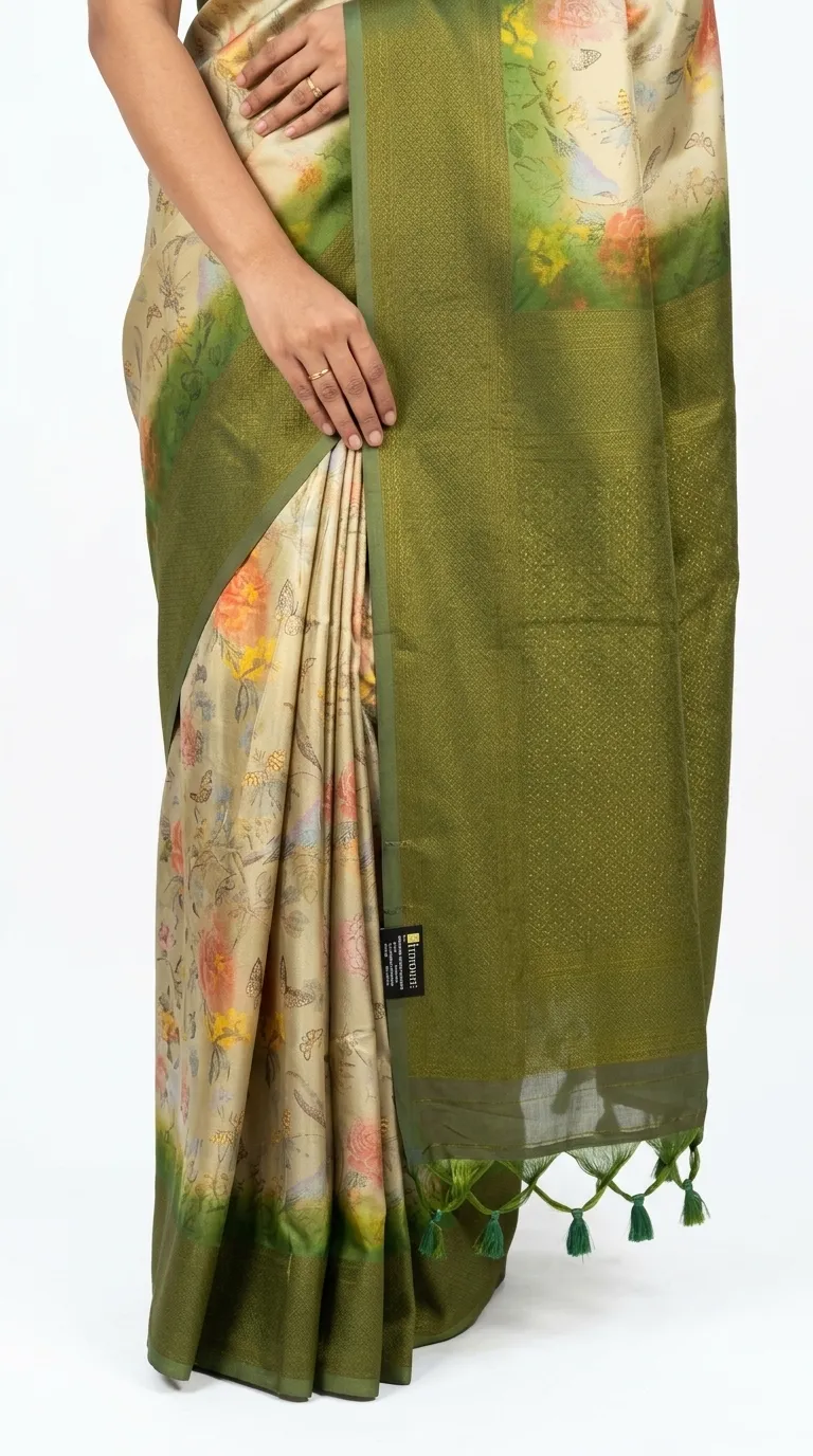 Embellished, Embroidered Bollywood
                                    Organza Saree (Green)