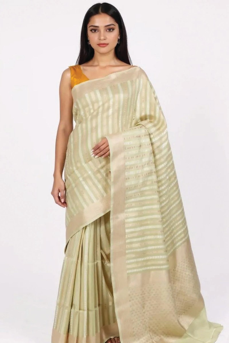 Embellished, Embroidered Bollywood
                                    Organza Saree (Green)