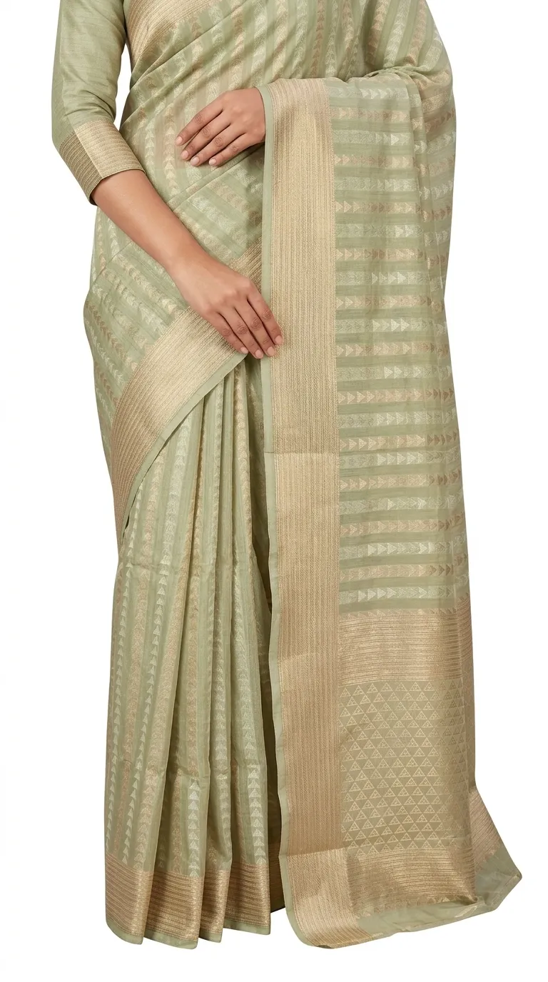 Embellished, Embroidered Bollywood
                                    Organza Saree (Green)