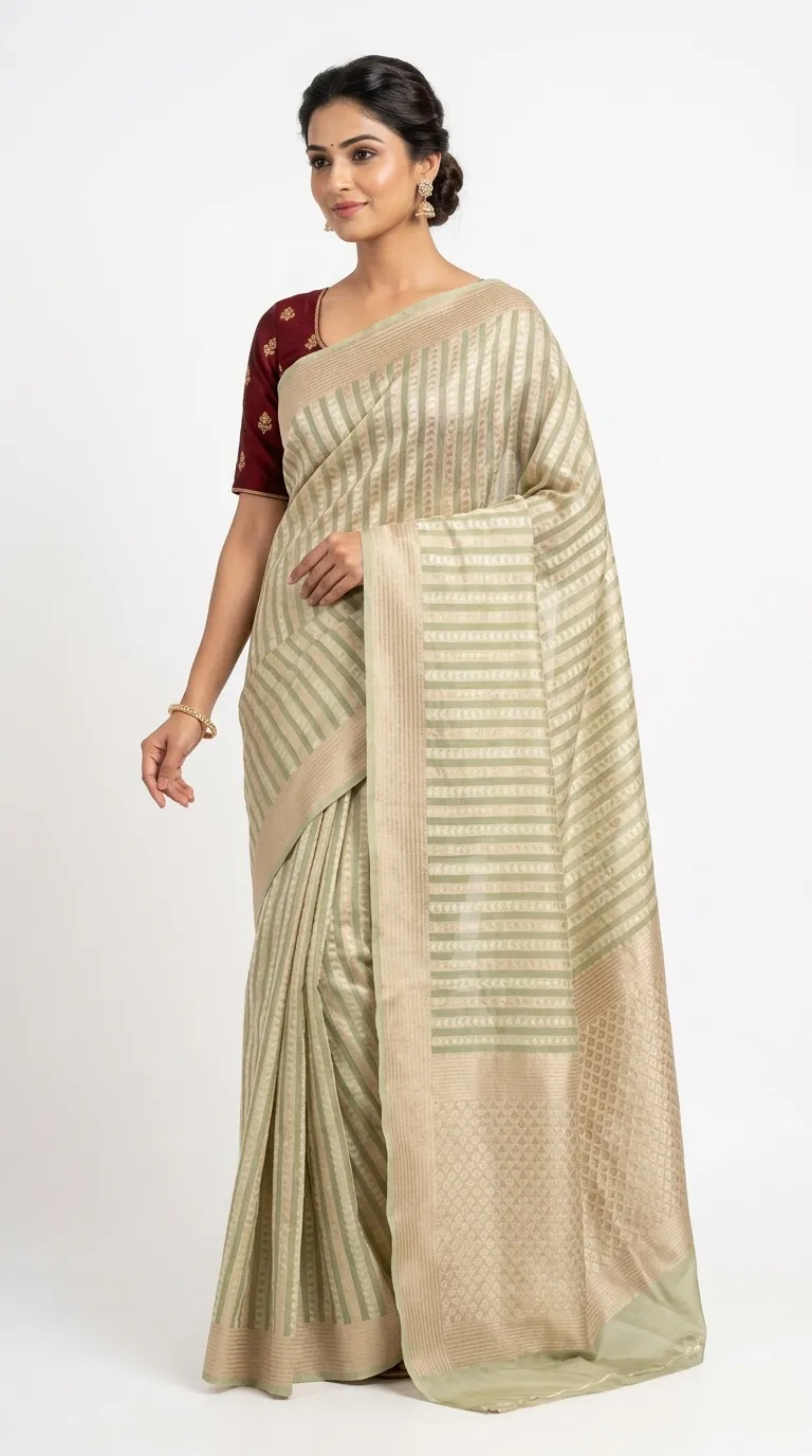 Embellished, Embroidered Bollywood
                                    Organza Saree (Green)