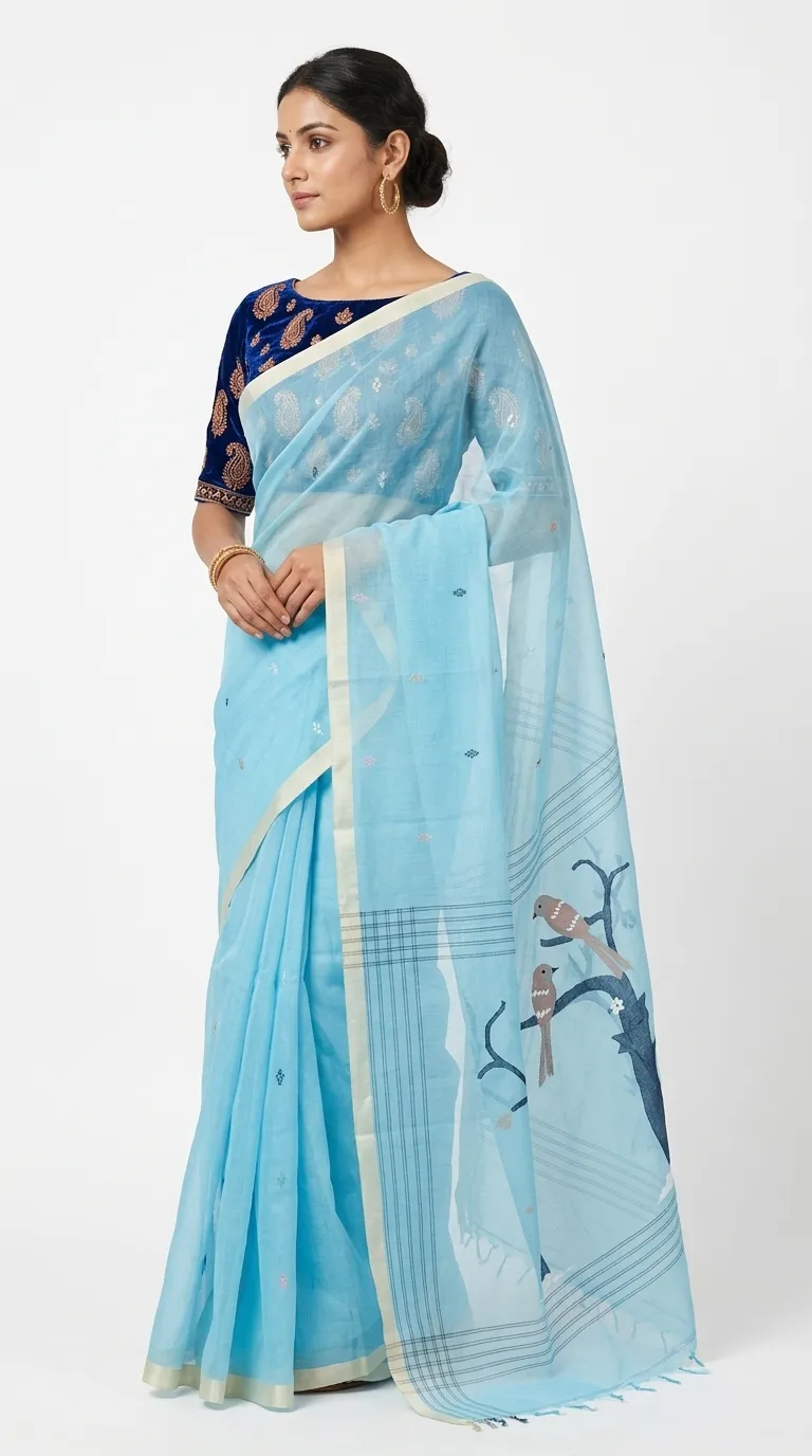 Embellished, Embroidered Bollywood
                                    Organza Saree (Green)