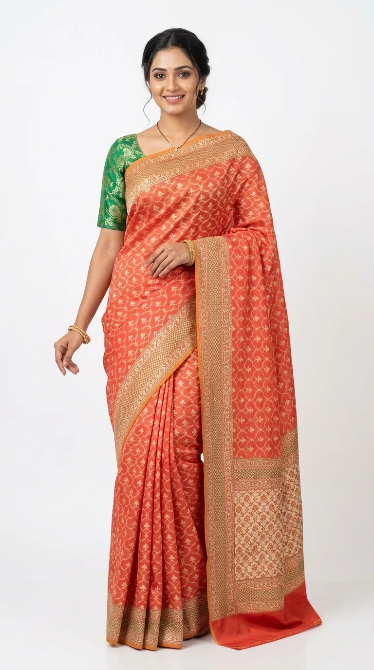 Embellished, Embroidered Bollywood
                                    Organza Saree (Green)