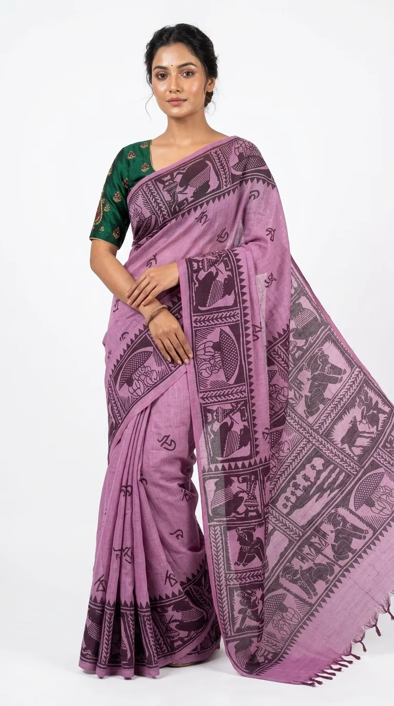Digital Print Daily Wear Silk Blend Saree