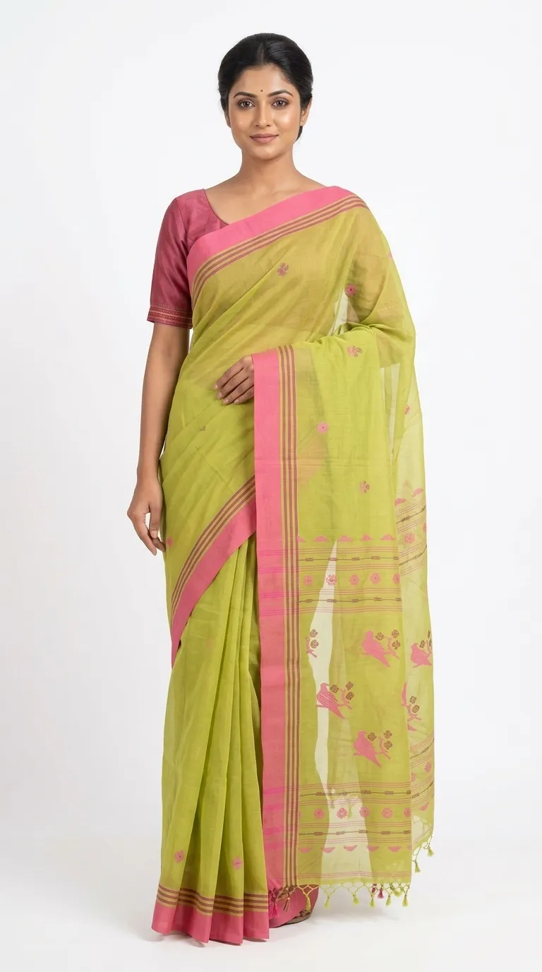 Embellished, Embroidered Bollywood
                                    Organza Saree (Green)