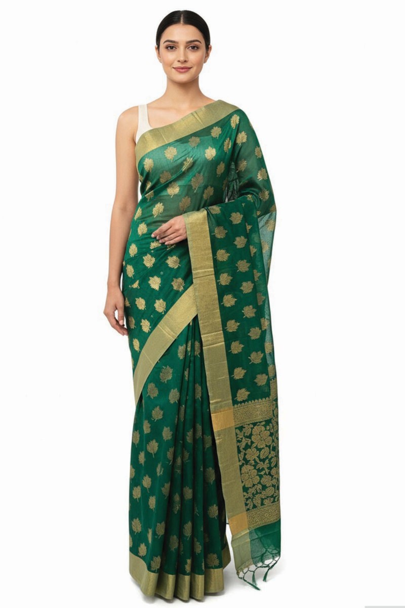 Embellished, Embroidered Bollywood
                                    Organza Saree (Green)