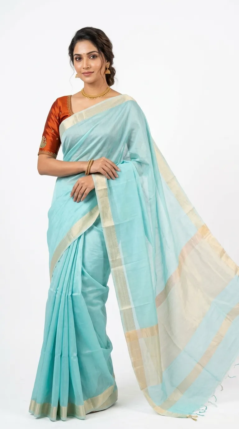 Embellished, Embroidered Bollywood
                                    Organza Saree (Green)