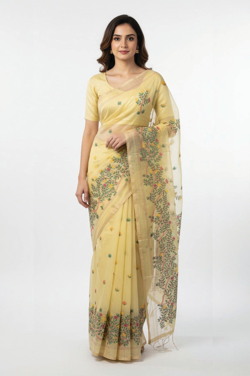 Embellished, Embroidered Bollywood
                                    Organza Saree (Green)
