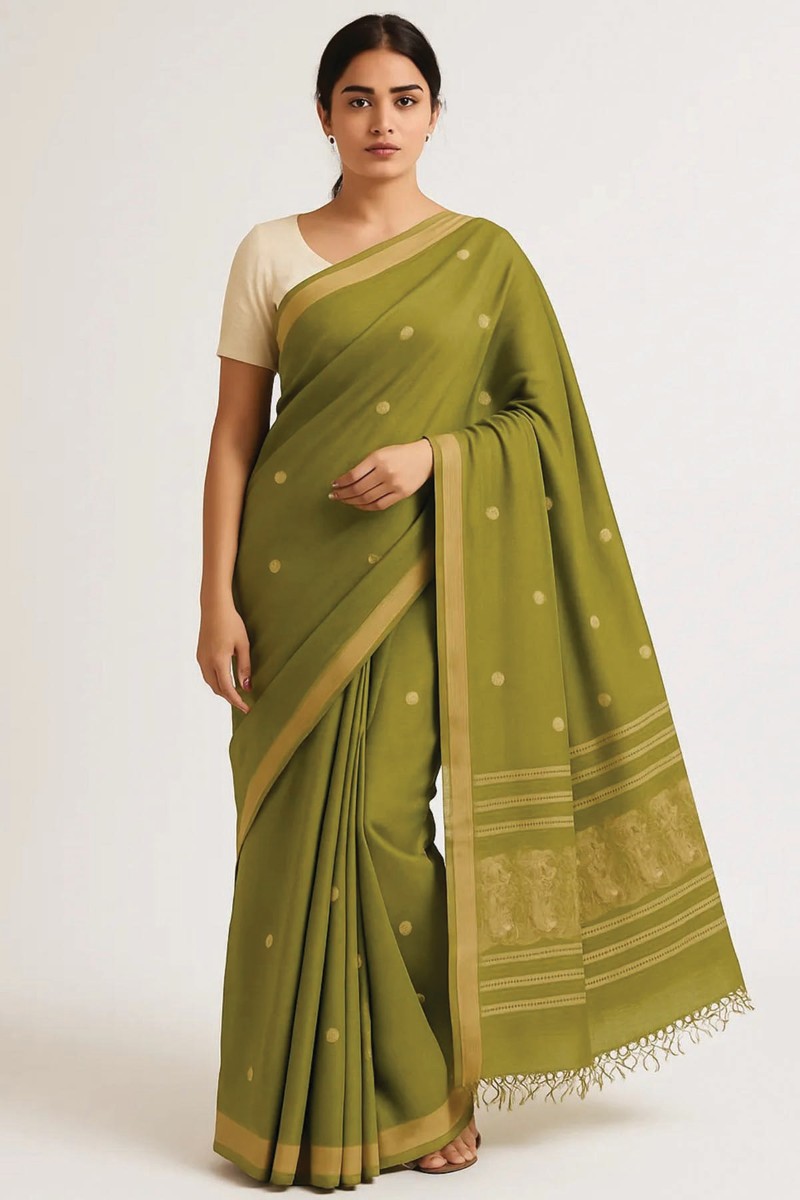 Embellished, Embroidered Bollywood
                                    Organza Saree (Green)