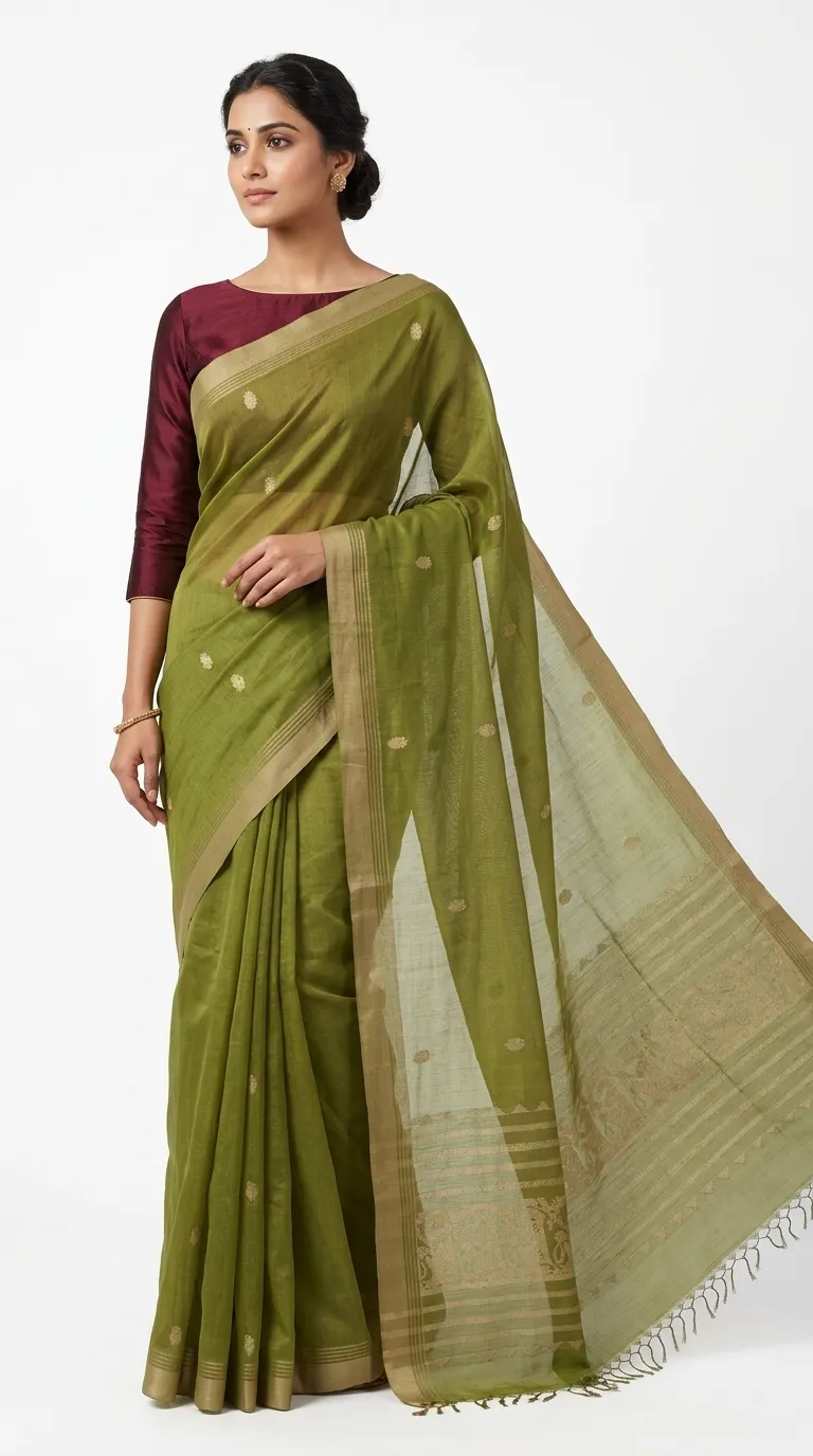 Embellished, Embroidered Bollywood
                                    Organza Saree (Green)