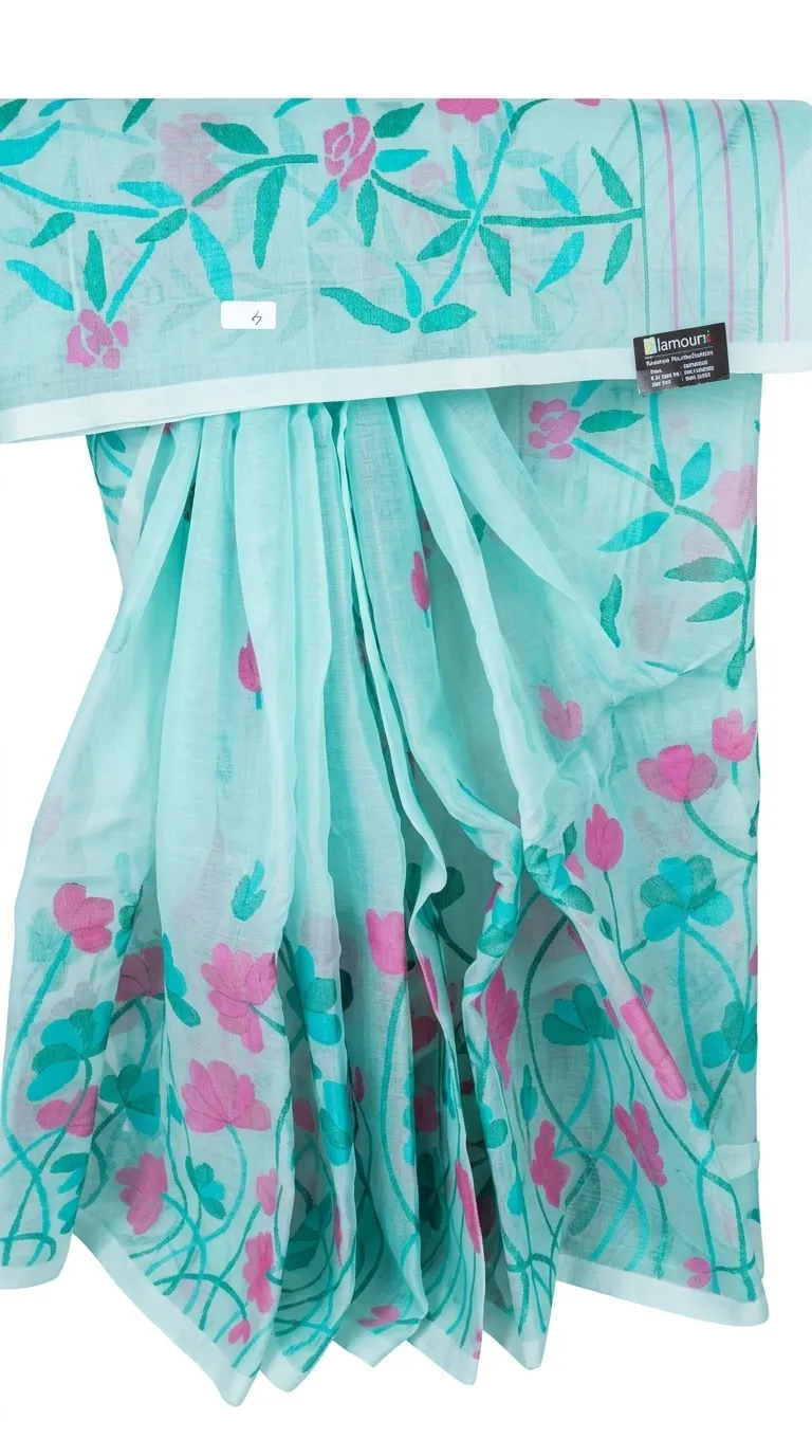 Embellished, Embroidered Bollywood
                                    Organza Saree (Green)