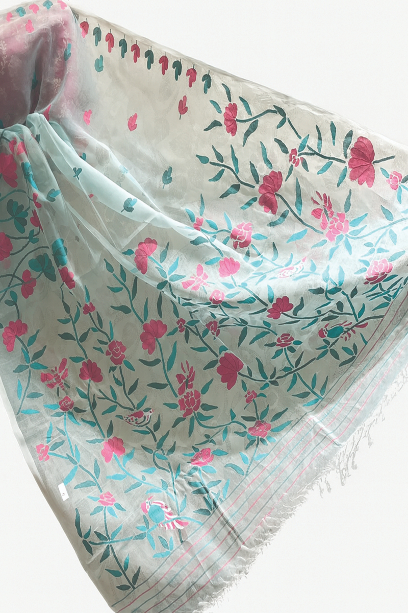 Embellished, Embroidered Bollywood
                                    Organza Saree (Green)