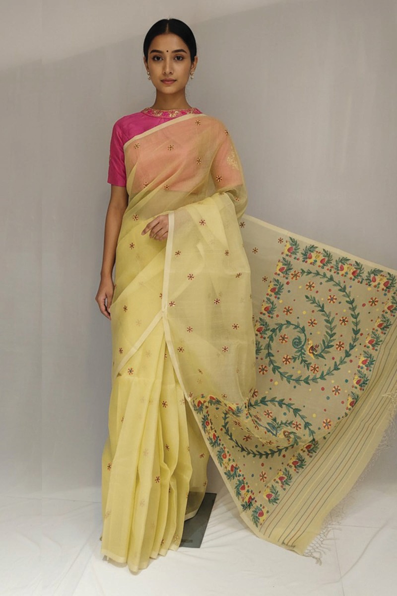 Embellished, Embroidered Bollywood
                                    Organza Saree (Green)