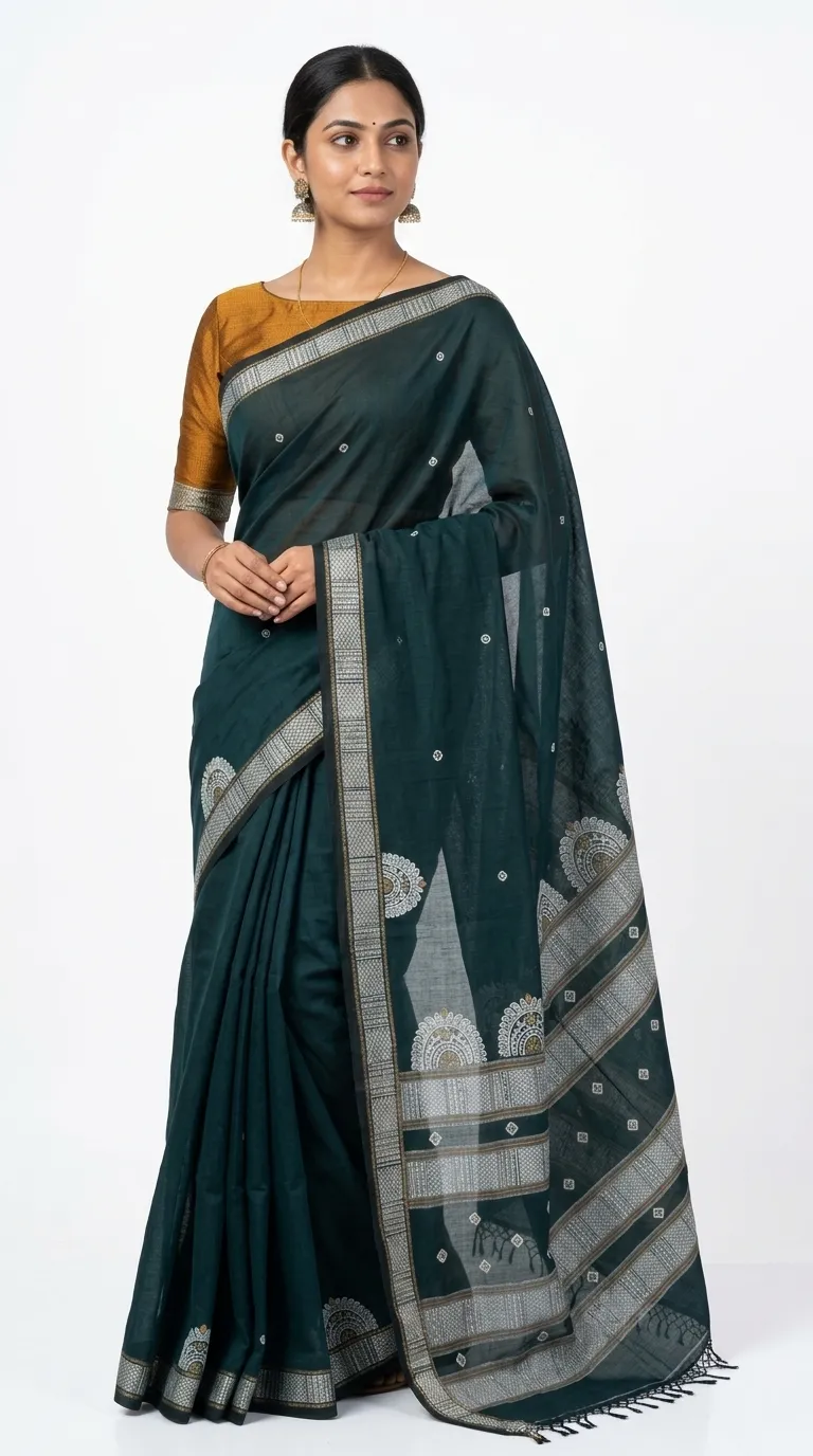 Embellished, Embroidered Bollywood
                                    Organza Saree (Green)