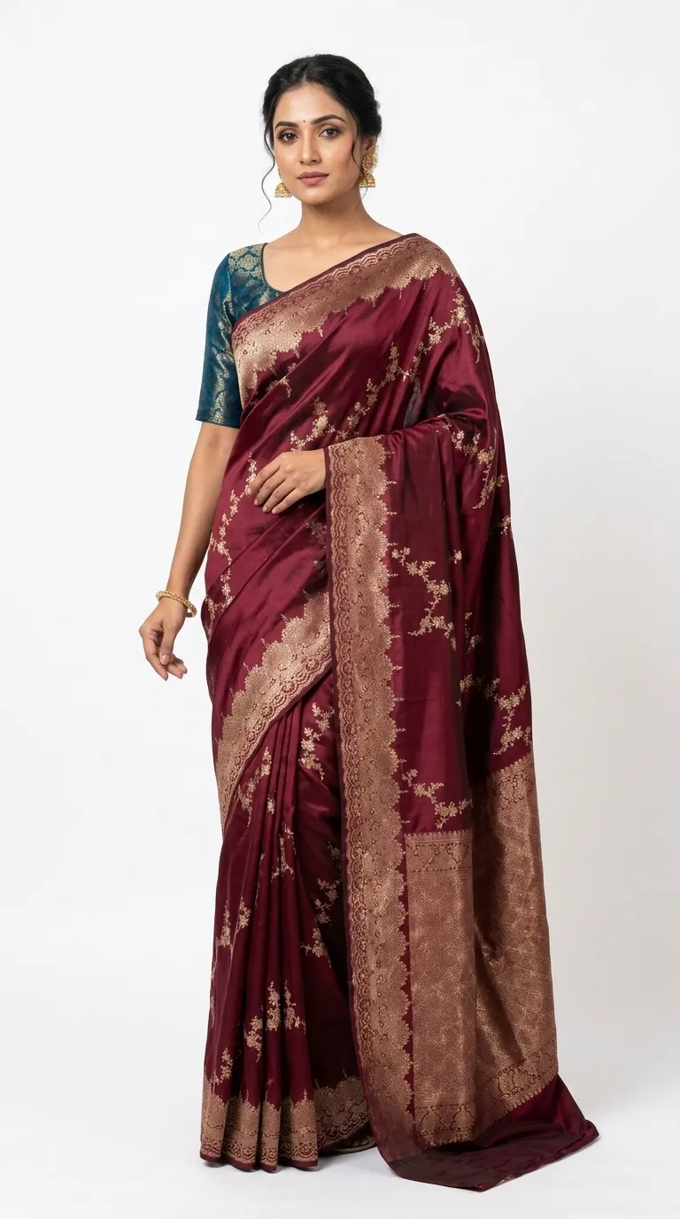 Embellished, Embroidered Bollywood
                                    Organza Saree (Green)