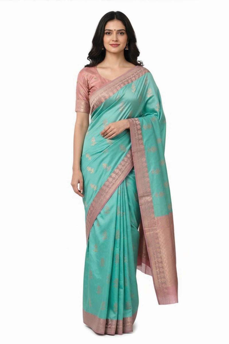 Embellished, Embroidered Bollywood
                                    Organza Saree (Green)