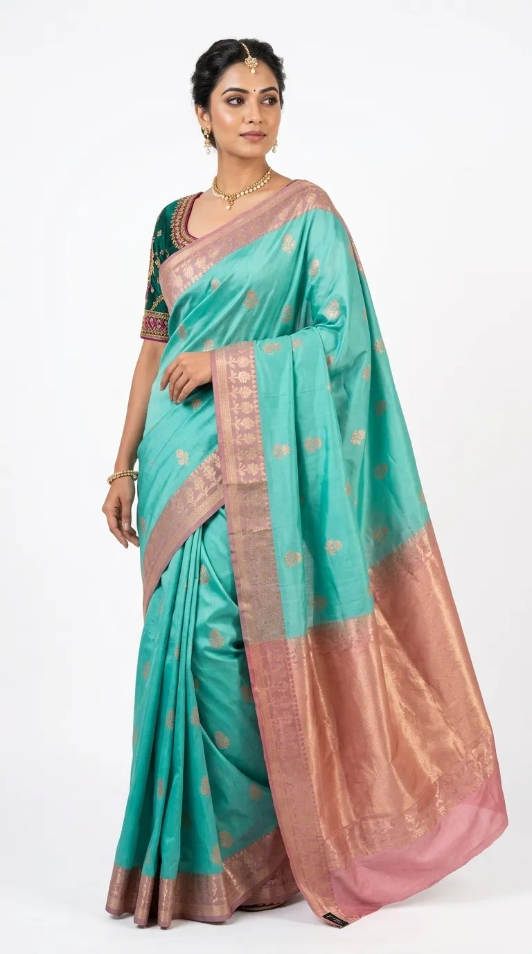 Embellished, Embroidered Bollywood
                                    Organza Saree (Green)