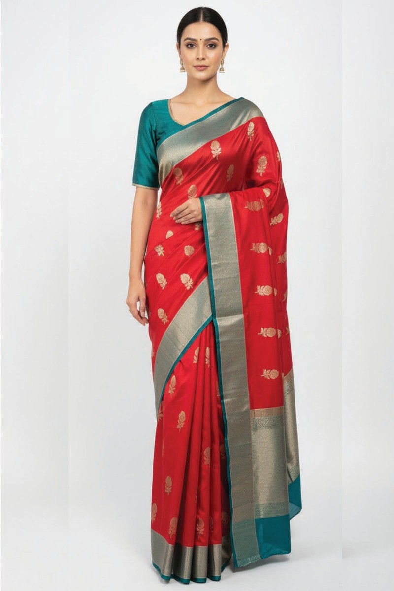 Embellished, Embroidered Bollywood
                                    Organza Saree (Green)