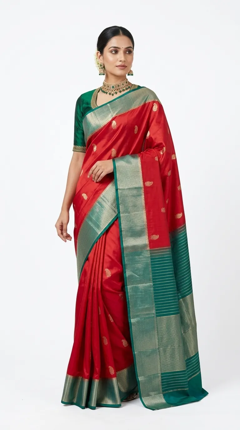 Embellished, Embroidered Bollywood
                                    Organza Saree (Green)