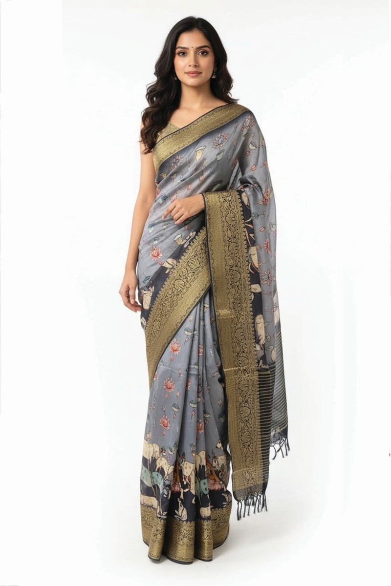 Embellished, Embroidered Bollywood
                                    Organza Saree (Green)
