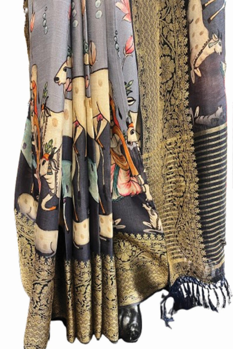 Embellished, Embroidered Bollywood
                                    Organza Saree (Green)