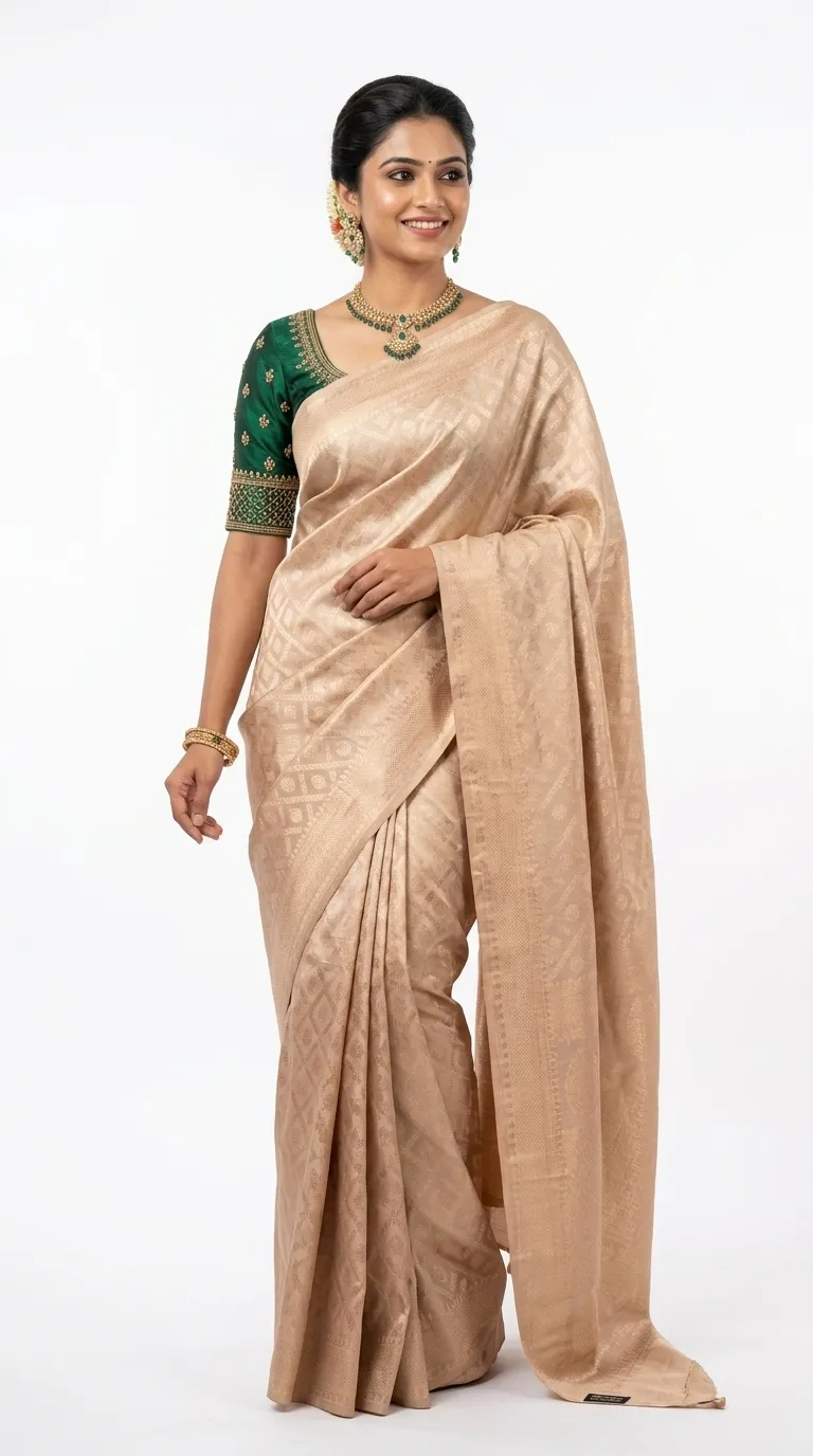 Embellished, Embroidered Bollywood
                                    Organza Saree (Green)