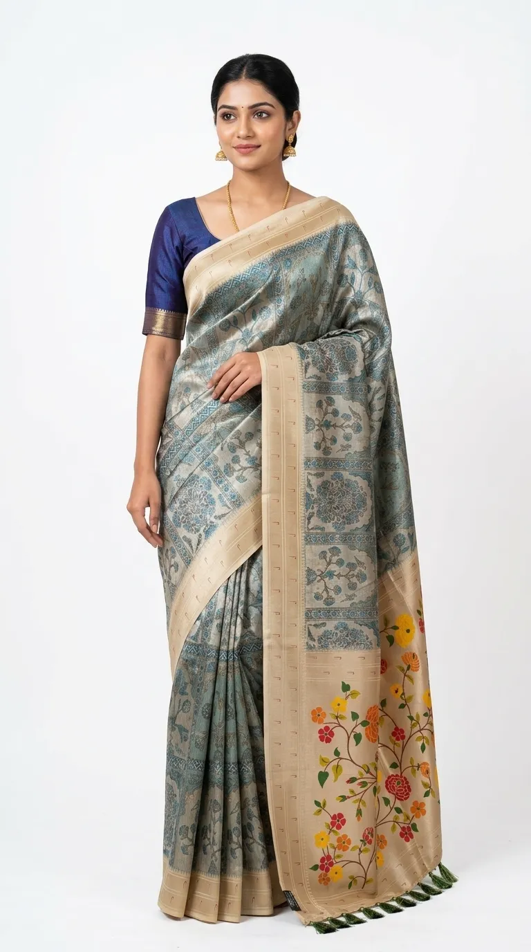 Embellished, Embroidered Bollywood
                                    Organza Saree (Green)
