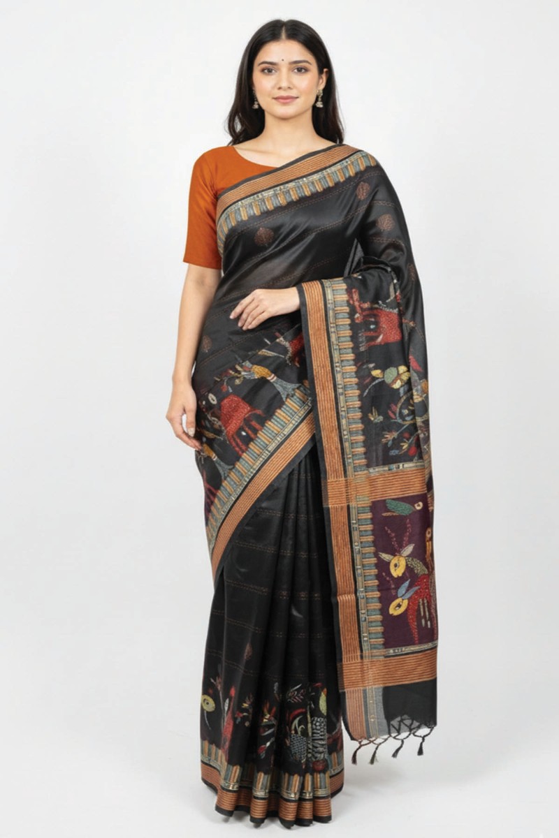 Embellished, Embroidered Bollywood
                                    Organza Saree (Green)