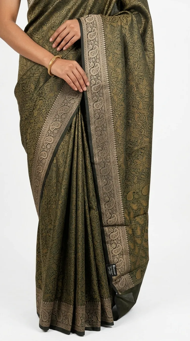 Embellished, Embroidered Bollywood
                                    Organza Saree (Green)
