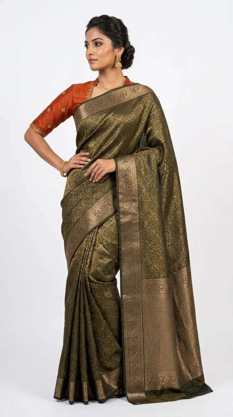 Embellished, Embroidered Bollywood
                                    Organza Saree (Green)