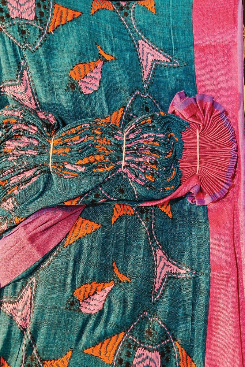 Embellished, Embroidered Bollywood
                                    Organza Saree (Green)